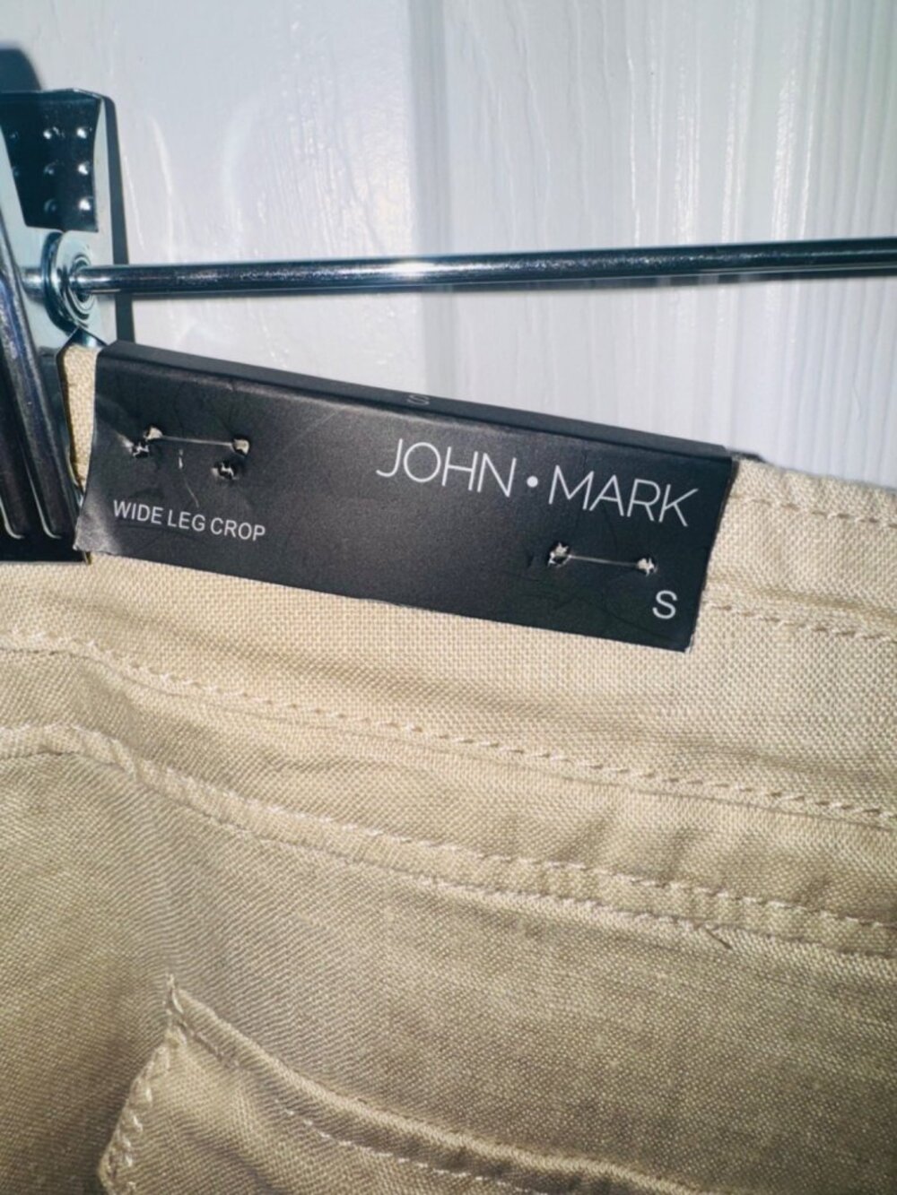 NWT John Mark Wide Leg Linen Crop Pants S Beige Linen Relaxed Fit Sustainable - Picture 4 of 11